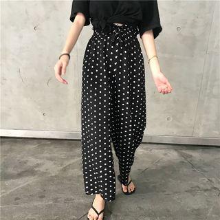 Dot Cropped Pants Black - One Size