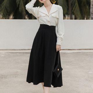 Set : Plain Shirt + Black Jumper Skirt