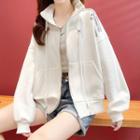 Stand Collar Lettering Zip-up Jacket