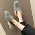 Fluffy Slingback Block Heel Sandals