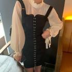 Chiffon Blouse / Buttoned Pinafore Dress