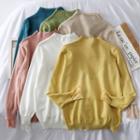 Patchwork Lace-cuff Mock-neck Sweater