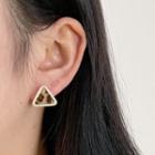 Leopard Print Triangle Stud Earring 1 Pair - Leopard - Khaki - One Size