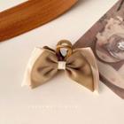 Bow Fabric Hair Clamp 1pc - Coffee & Beige - One Size