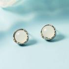 Faux Crystal Ear Stud 1 Pair - Silver - One Size