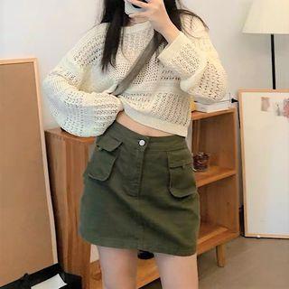 Pointelle Knit Top / A-line Skirt / Set