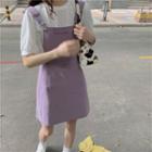 Short-sleeve Plain T-shirt / Mini A-line Jumper Dress