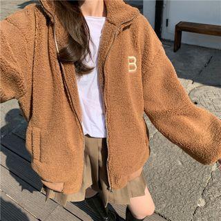 Long-sleeve Embroidered Fleece Zip Jacket