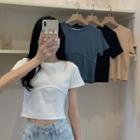 Short-sleeve Plain Elasticized T-shirt
