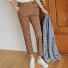 Tab-waist Straight-cut Pants