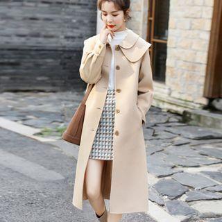 Layered Collar Single-breasted Midi Coat
