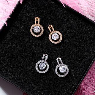 Rhinestone Hoop Dangle Earring 1 Pair - A - Gold - One Size