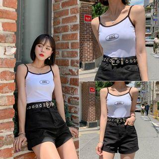 Spaghetti-strap Printed Ringer Top