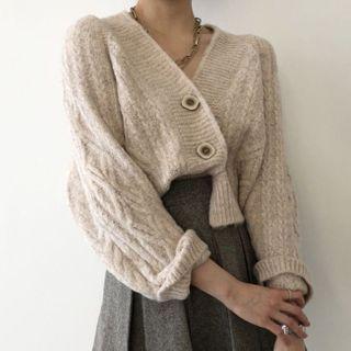 Cardigan / Mini A-line Pleated Skirt / Set