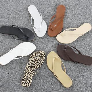 Colored Faux-leather Flip-flops