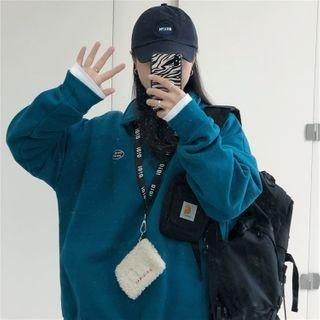 Letter Embroidered Polo Sweatshirt