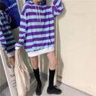 Wide Stripe Hooded Sweatshirt