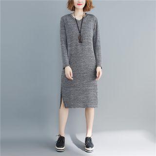 Long-sleeve V Neck Knit Dress