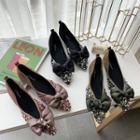 Sequin Bow-accent Pointed Flats