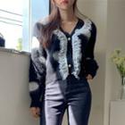 Lace-trim Polka-dot Cardigan