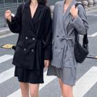 Double-breasted Tie-front Blazer / Wide Leg Shorts