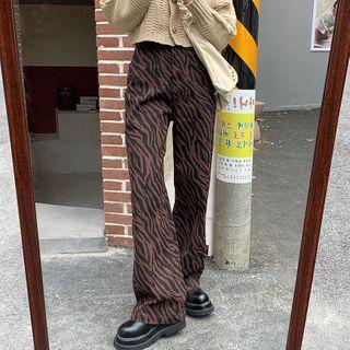 High-waist Zebra Printed Loose Fit Pants