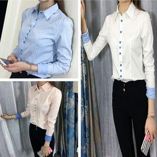 Contrast Button Work Shirt