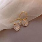 Rhinestone Letter Disc Drop Earring 1 Pair - Drop Earring - Silver Pin - Geometry - Rhinestone - Ring - Gold - One Size