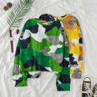 Long-sleeve Camouflage Cropped T-shirt