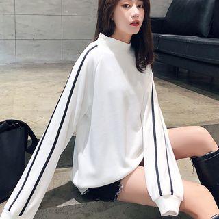 Long-sleeve Striped Letter Printed Pullover