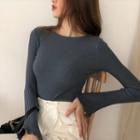 Long-sleeve Reversible Knit Top