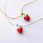 925 Sterling Silver Strawberry Pendant Necklace