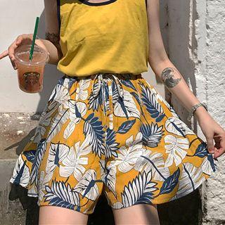 Contrast-trim Tank Top / Wide-leg Shorts