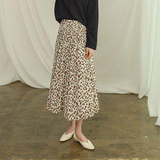 Crinkled Long Patterned Skirt