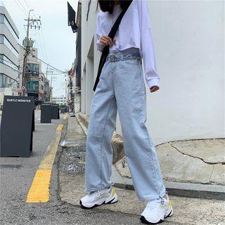 High-waist Drawstring-cuff Jeans