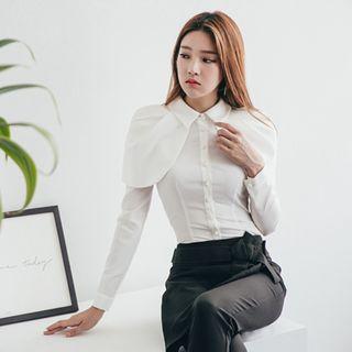 Cape Panel Tie Neck Blouse