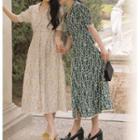 Short-sleeve Collar Floral Printed Dress