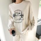 Printed Loose-fit Long-sleeve T-shirt