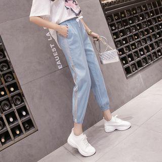 Mesh Panel Harem Jeans