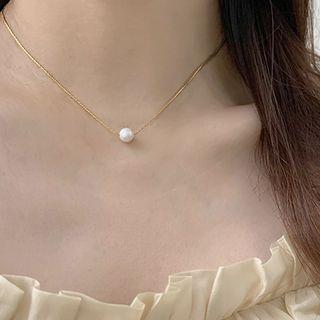 Freshwater Pearl Pendant Stainless Steel Necklace Gold - One Size