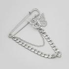 Butterfly Chain Safety Pin Brooch Z32 - Butterfly - Silver - One Size