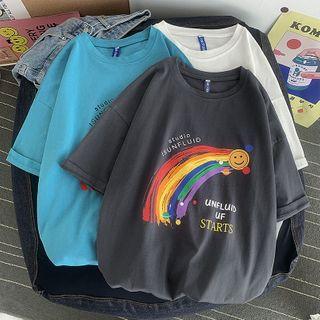 Rainbow Printed Oversize Short-sleeve Tee