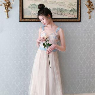 Ruffle Trim Sheer Floral Dress