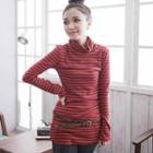 Mock-neck Striped Top