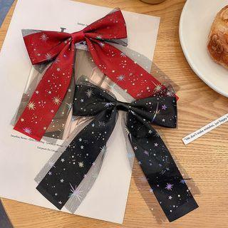 Star Print Mesh Bow Hair Clip
