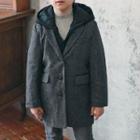 Detachable-hood Tweed Coat