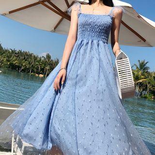 Mesh Slim-fit Sleeveless Dress