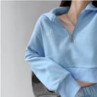 Collared Half-zipper Cropped Sweatshirt In 7 Colors