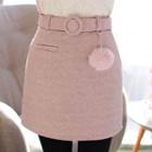 Pompom Belted Miniskirt
