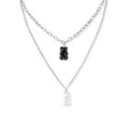 Bear Layered Necklace Necklace - Bear - Black & White - One Size